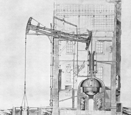 Tekening van de vuurmachine van Brouwer te Heemstede, door hem zelf getekend.